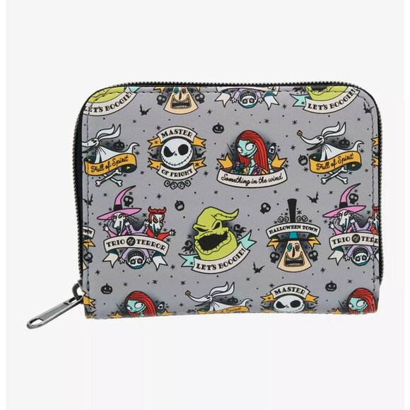 Loungefly Nightmare Before Christmas Wallet Tattoo Art Characters Zip Around - Picture 1 of 5